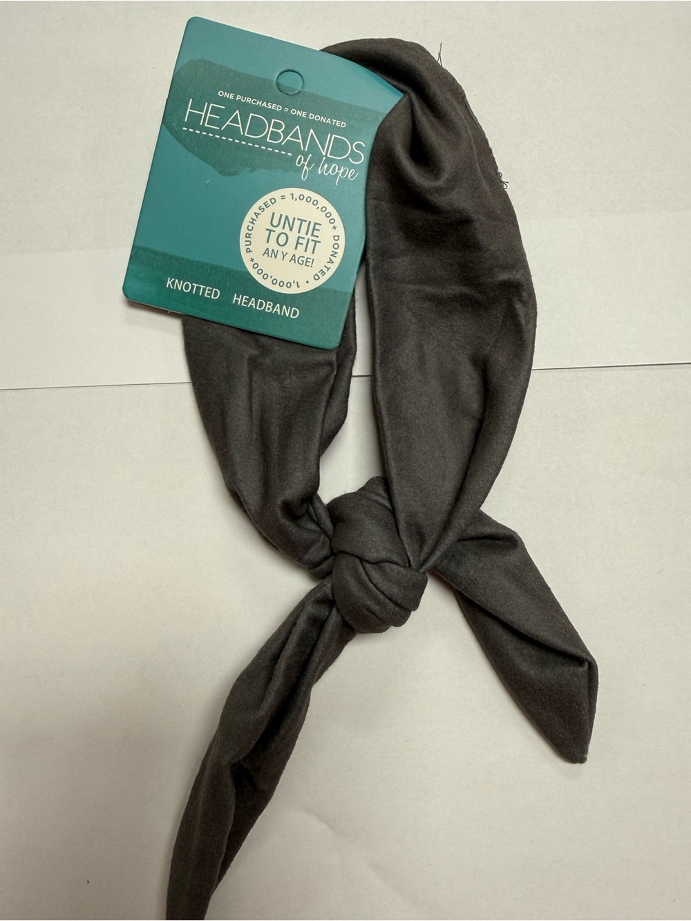 Knotted adjustable Headband - Charcoal Gray - Headbands of Hope NWT
